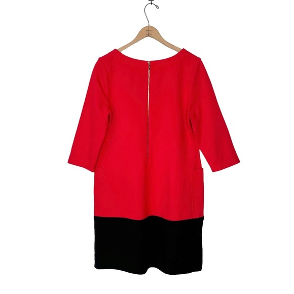 Kate Spade | Red and Black Racquel Ponte Color Block Shift Dress Size Large - Picture 4 of 7